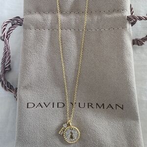 David Yurman Gold Paved Diamond Lock Pendant Necklace